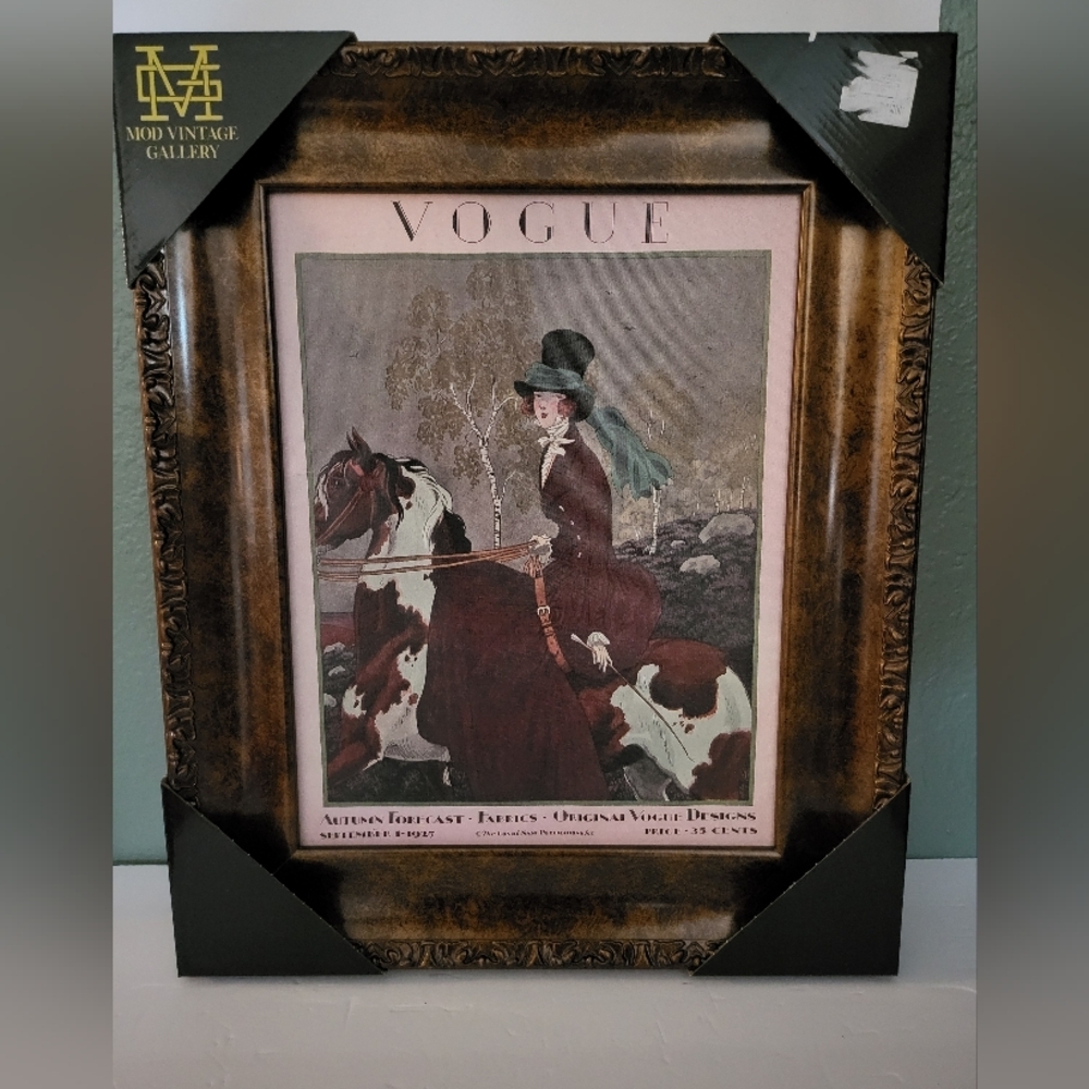 19 x 24 Vintage Vogue Cover September 1927 woman on a horse